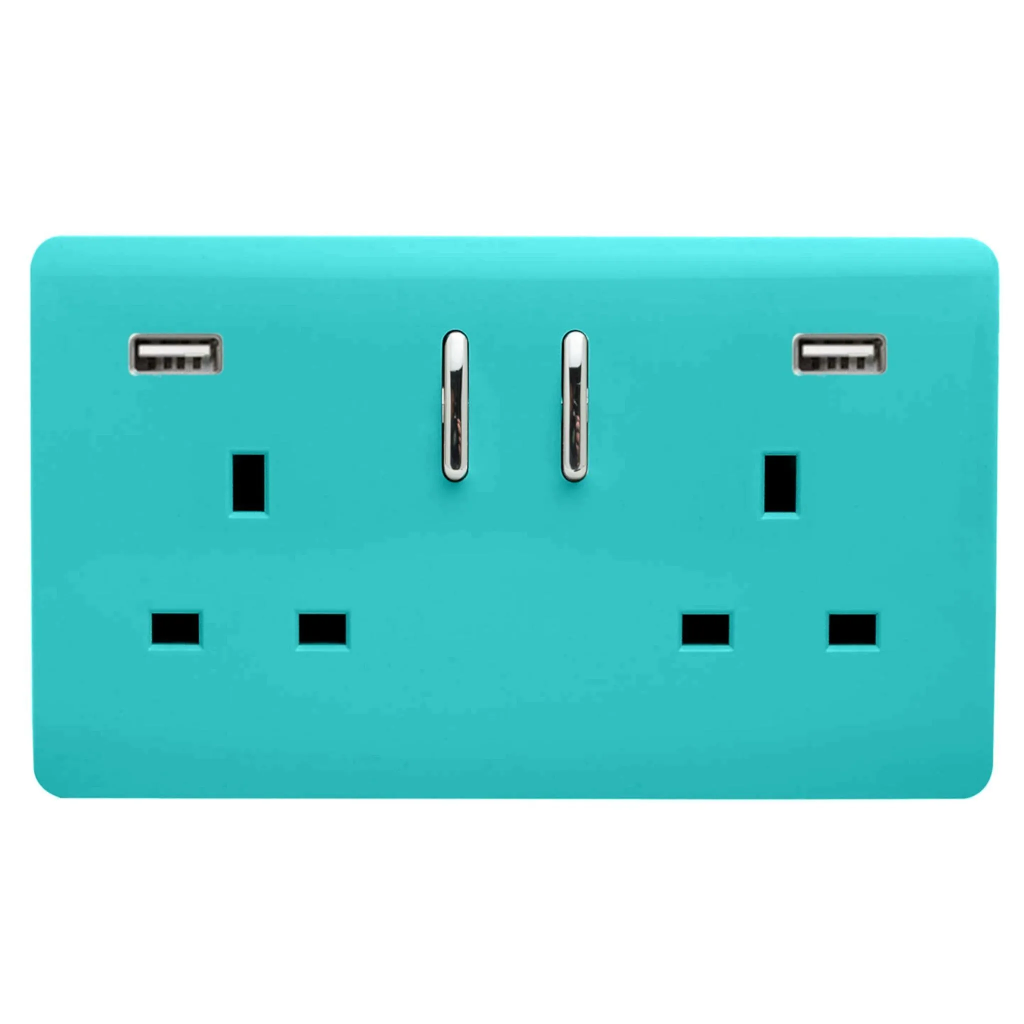 ART-SKT213USB31AABT  2 Gang 13Amp Short S/W Double Socket With 2x3.1Mah USB Bright Teal